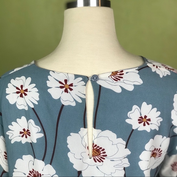 LUCCA Dusty Blue Blouse with Tiered Ruffle Sleeves - Picture 6 of 8